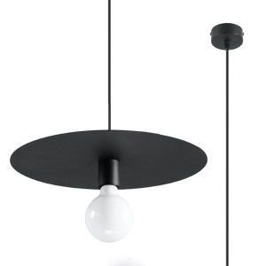 Moderne, schwarze Hängeleuchte Flavio von Sollux Lighting mit runder Form. Ideal für Wohnzimmer und Flur.