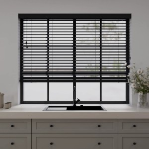 Cocoon Home Concepts Holz Jalousien 130 x 130  50mm Lamellen  Schwarz