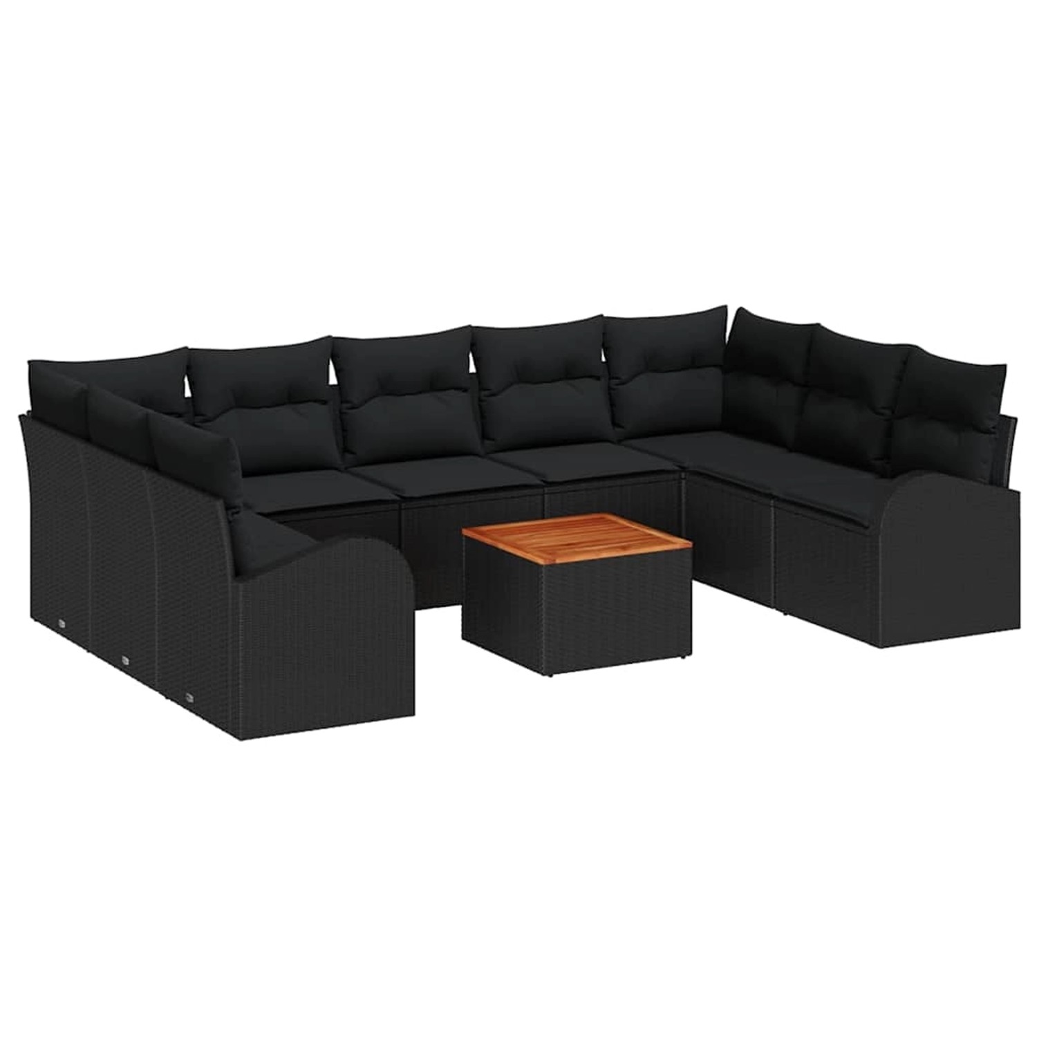 vidaXL Garten-Sofa-Set mit Kissen 10-Tlg Schwarz Poly Rattan 3347625 günstig online kaufen