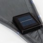 Detailaufnahme: Anthrazitfarbenes Perel Sonnensegel mit LED-Beleuchtung und Solarpanel.