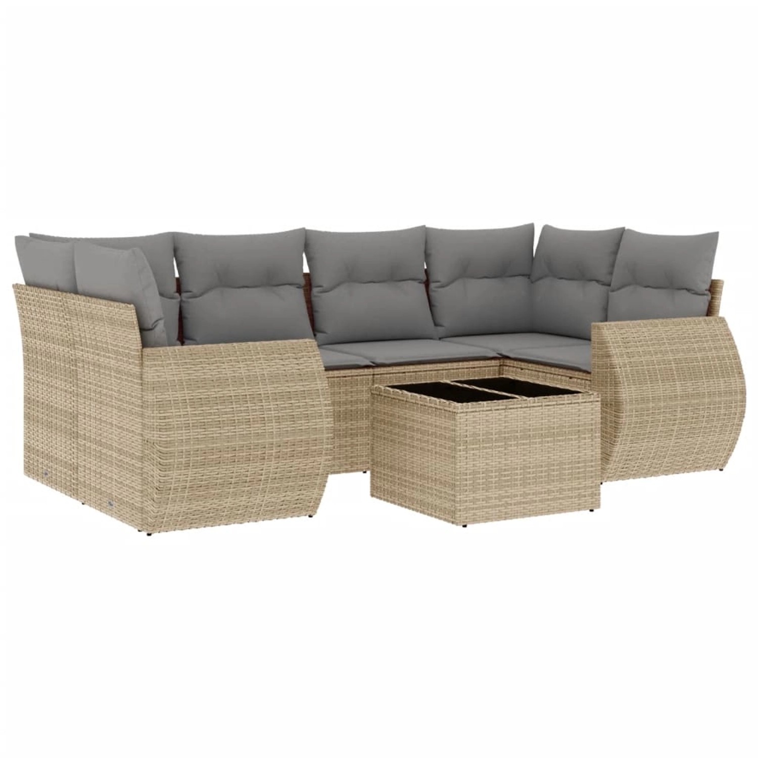 vidaXL 7-Tlg Garten-Sofagarnitur mit Kissen Beige Poly Rattan 3221118 günstig online kaufen