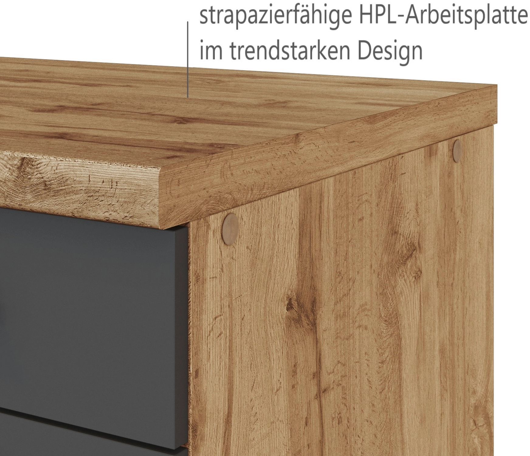 Held Möbel Küchenzeile 240 cm Matt Grau-Wotaneiche kaufen bei OBI
