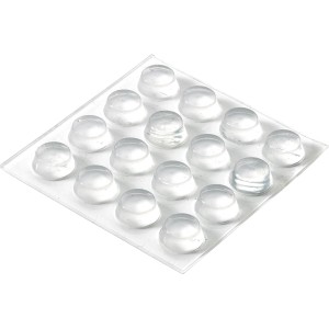 Hettich Anschlagpuffer, 16 transparente, selbstklebende Türstopper aus Kunststoff, Ø 11 mm.