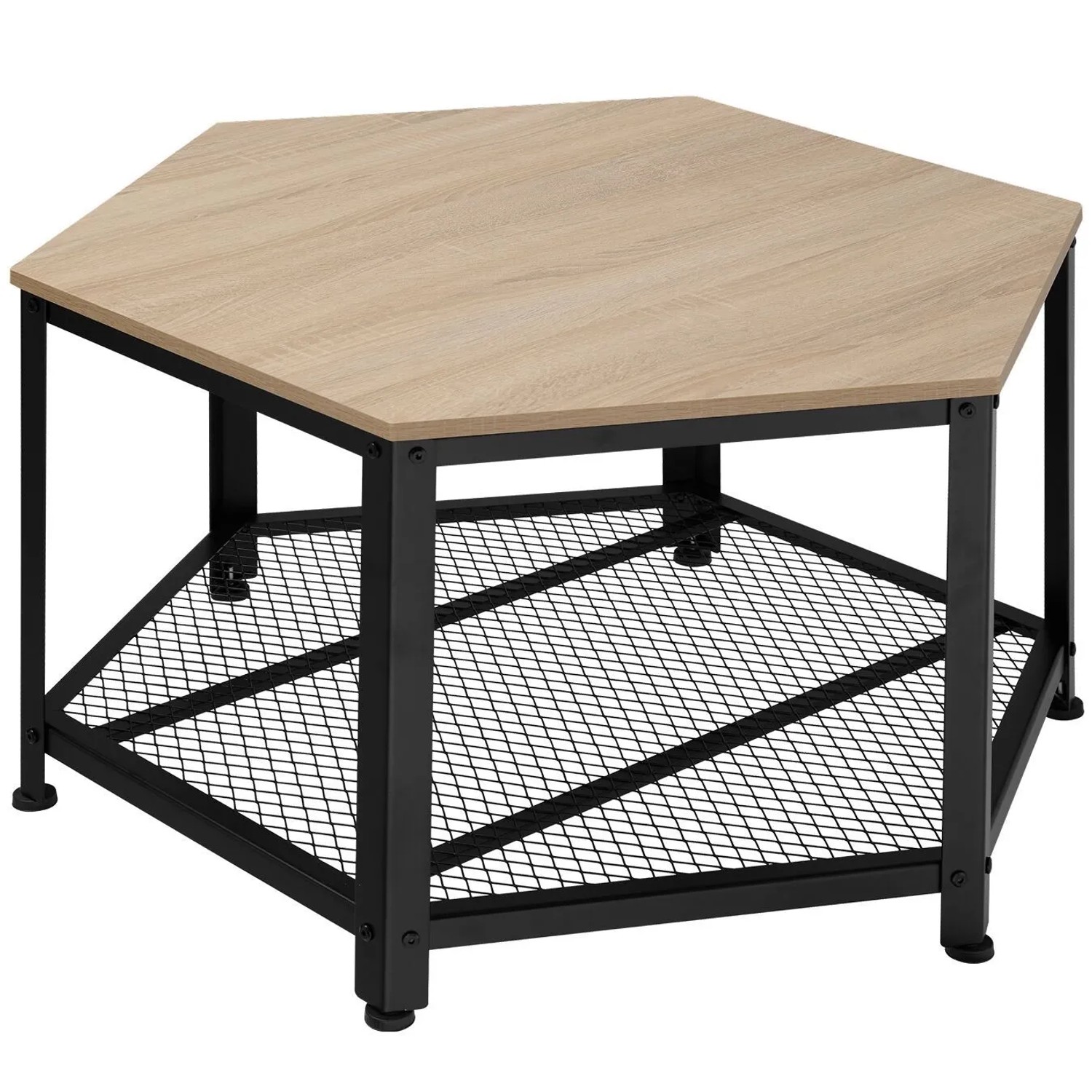 Tectake Couchtisch Norwich Industrial Style Holz und Stahl  75 x 86 50 x 46 50 cm Industrial Holz Hell  Eiche Sonoma