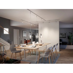 Paulmann URail Schienensystem Light&Easy, 3,10 m, Chrom matt, im Esszimmer.
