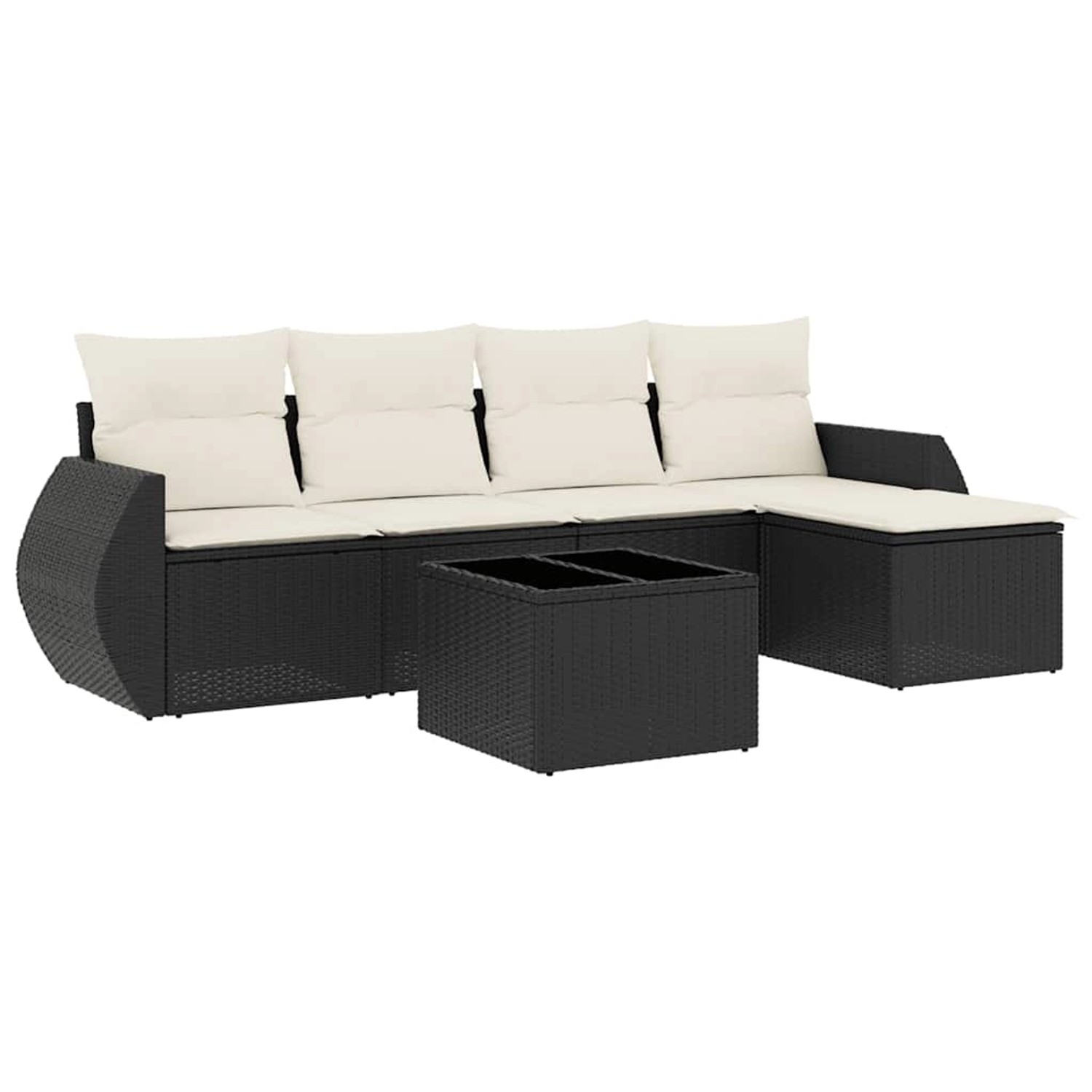 vidaXL 6-Tlg Garten-Sofagarnitur mit Kissen Schwarz Poly Rattan 3253633 günstig online kaufen