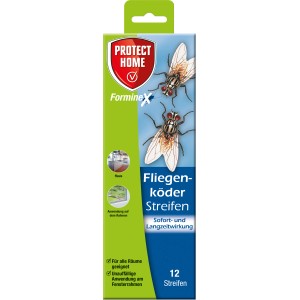 Protect Home FormineX Fliegenköder Fensterstreifen, 12 Stück. Fliegenfalle zur Anwendung am Fenster.