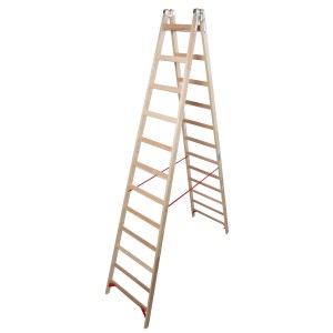 Krause Doppelleiter Stabilo Holz mit 2x12 Sprossen, ideal für Arbeiten in Haus und Garten.