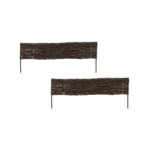 Relaxdays Beeteinfassung 2er Set Weide Braun Steckbar 20 cm x 100 cm