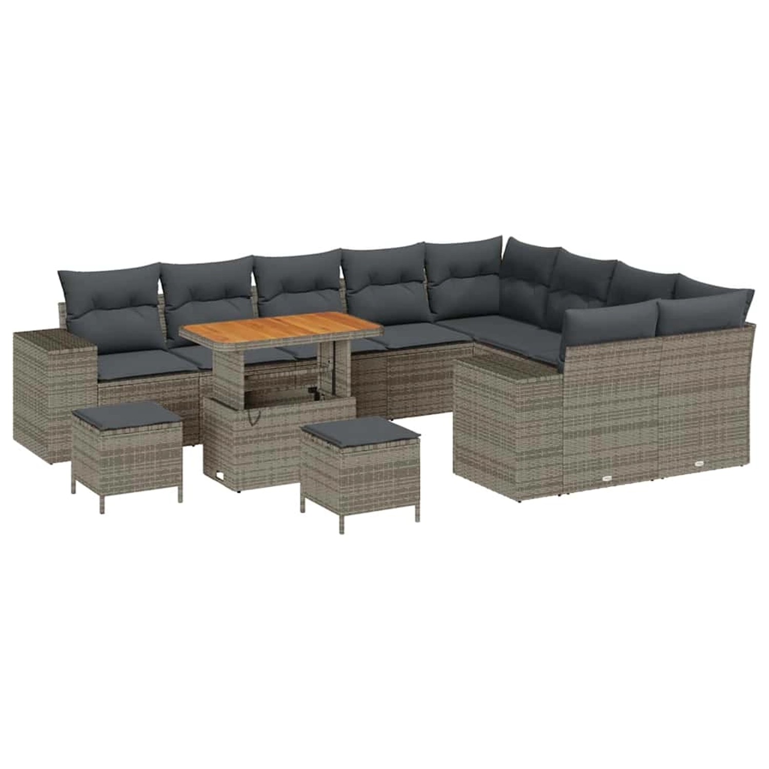 vidaXL Garten-Sofa-Set Höhenverstellbar 12-Tlg Grau Poly Rattan 3362048 günstig online kaufen