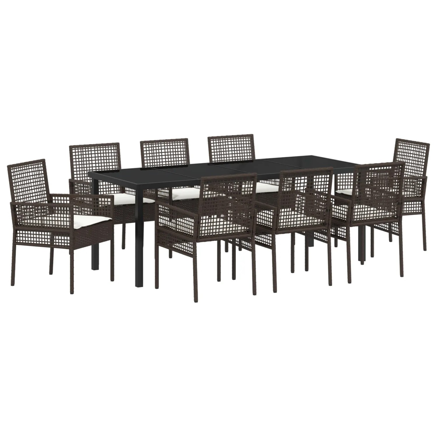 vidaXL 9-Teilige Garten-Essgruppe mit Kissen Braunes Poly Rattan 3379876