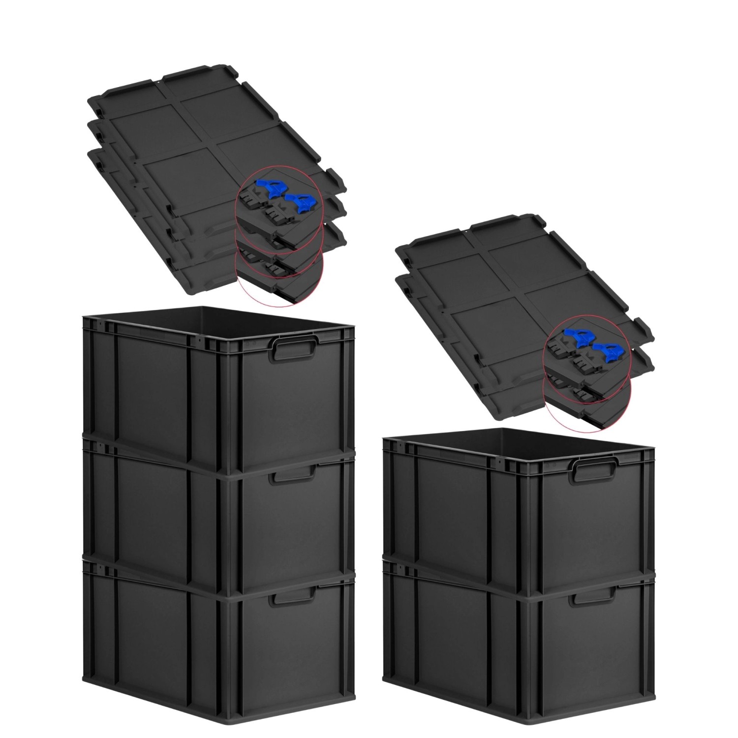 PROREGAL SuperSparSet 5x Eurobox Nextgen Grip Mit Scharnierdeckel Und Blaue günstig online kaufen