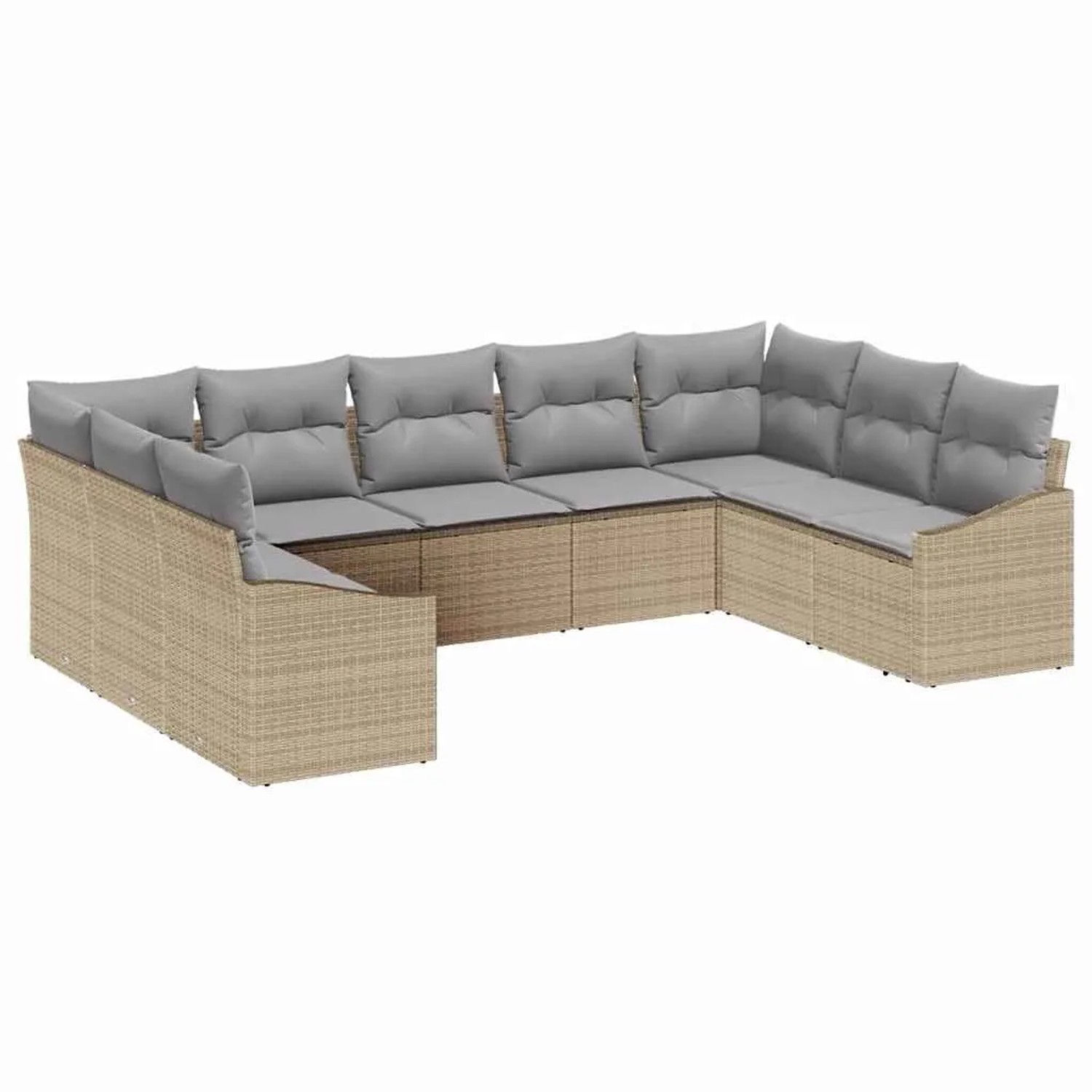 vidaXL Gartensofa-set mit Kissen 9-Tlg Beige und Hellgrau Poly-Rattan 33555 günstig online kaufen
