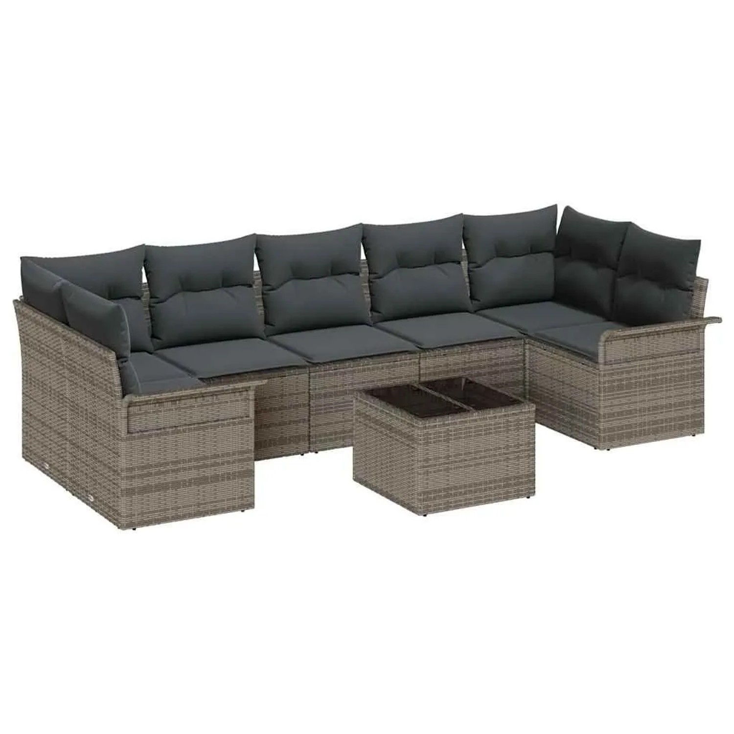 vidaXL Gartensofa-set mit Kissen mit Speicher 8-Tlg Grau Poly-Rattan 335394 günstig online kaufen