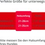 Größentabelle für PETSATION Katzenhalsbänder S (21-28cm) und M (21-35cm) mit Halsumfang und Breite.
