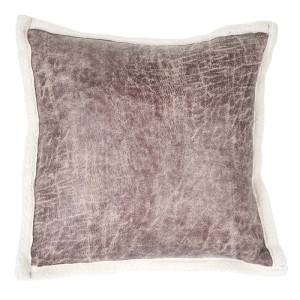 Braunes Deko-Kissen 45x45cm in Wildlederimitat mit hellem Fellimitat-Rand. Flauschiges Zierkissen für Sofa.