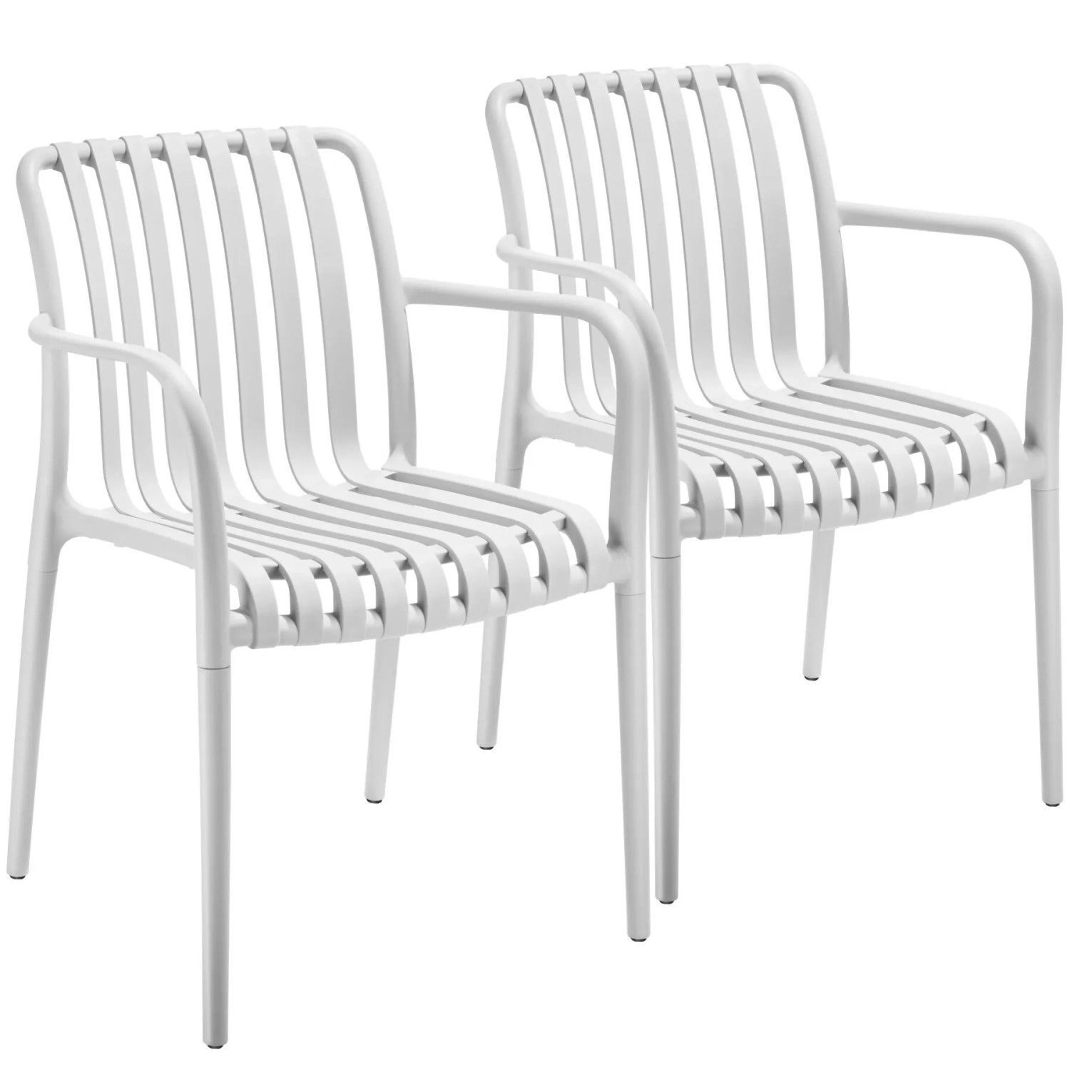 Tectake Gartenstühle Alcudia Wetterfest und Uv Beständig Platzsparend Stapelbar 2Er Set 58 x 54 50 x 80 50 cm Creme