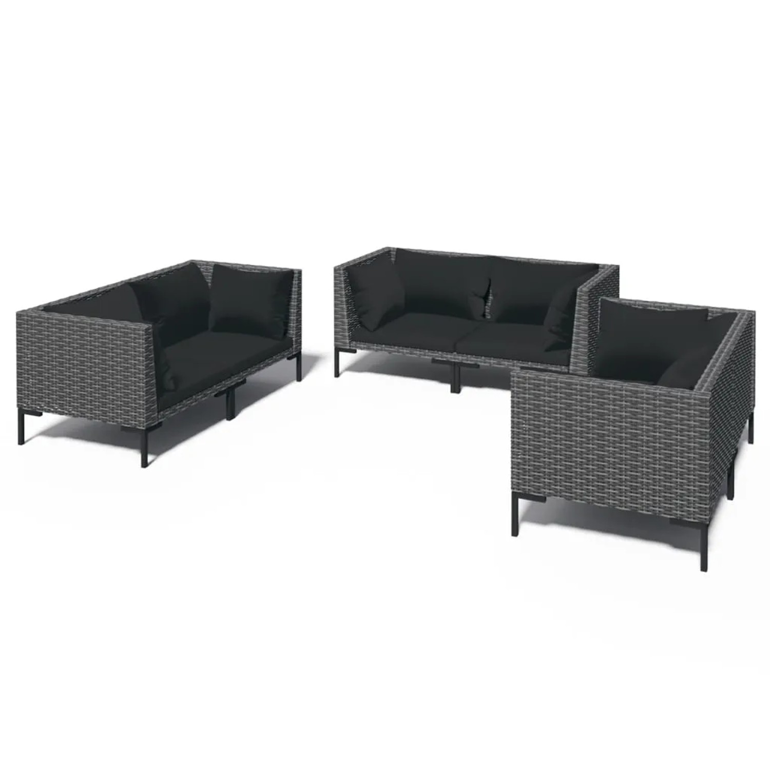 vidaXL 6-tlg Garten-Lounge-Set mit Auflagen Poly Rattan Dunkelgrau Modell 1