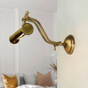 Licht-Erlebnisse Bilderleuchte Verstellbar Messing Massiv E14 30 cm Breit