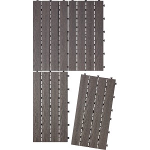 Anthrazitfarbene WPC Klickfliesen, 30x60 cm, 6er-Set. Holzfliesen mit einfachem Klicksystem.