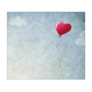 Banjado Herdabdeckplatte Glas mit Herzballon Motiv, 60x52cm, als Schneidebrett nutzbar.