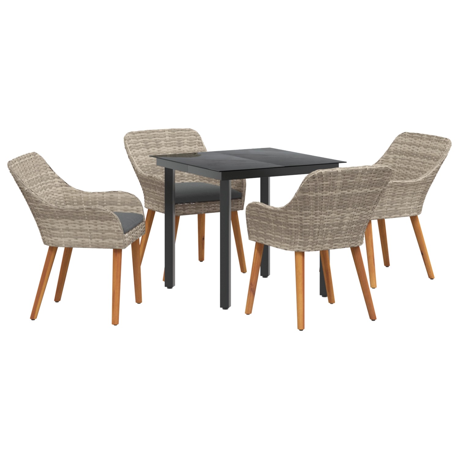 vidaXL Essgruppe 5-Tlg Hellgrau Poly Rattan 3261713
