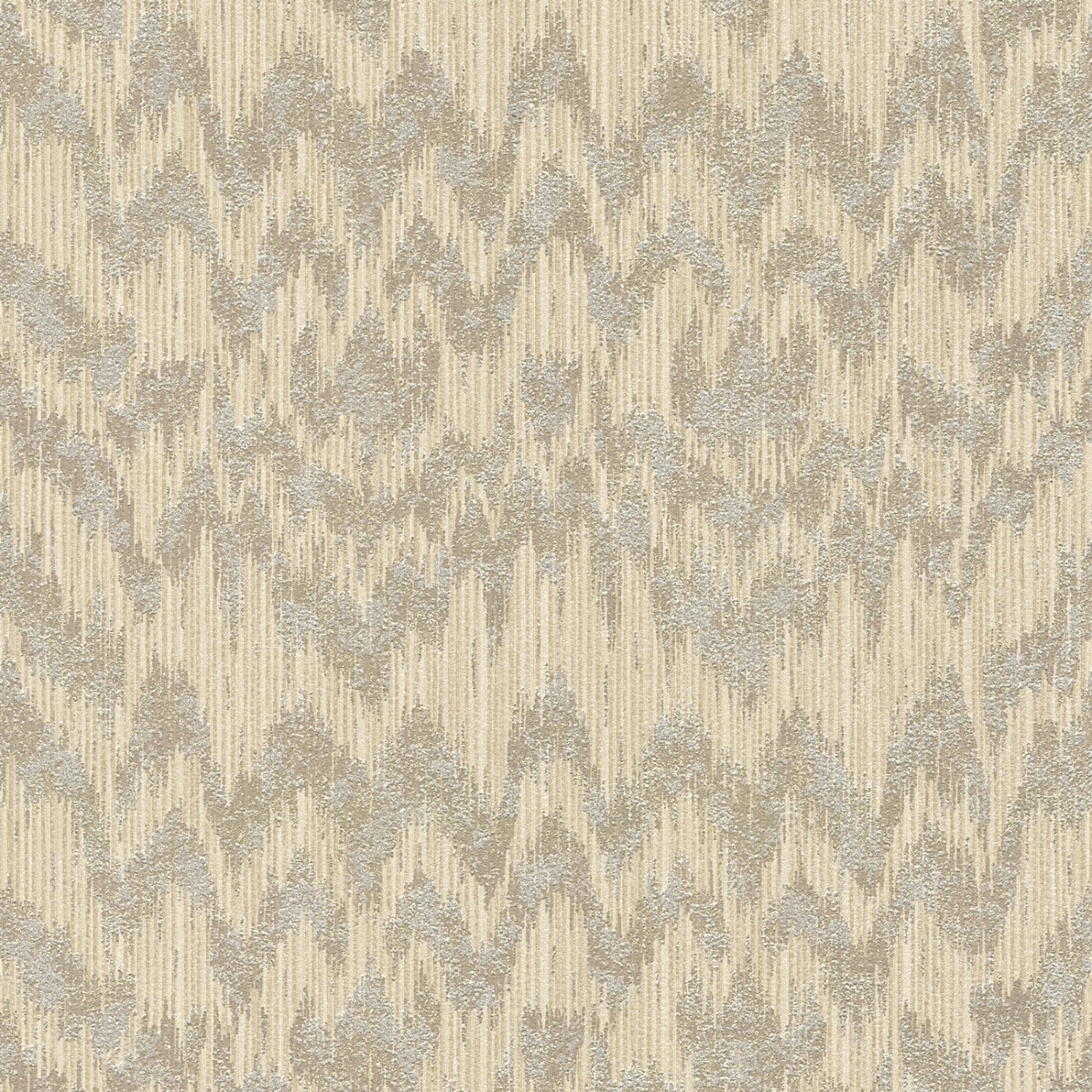 Bricoflor Boho Tapete Naturfarben Batik Vliestapete mit Zickzack Muster in Textiloptik für Schlafzimmer Vlies Mustertapete Ethno Chic in Sandfarben