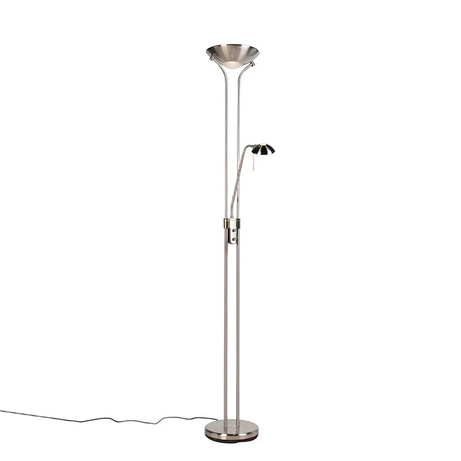 QAZQA Stehleuchte aus Stahl mit Leseleuchte inkl  LED und Dimmer Diva 2