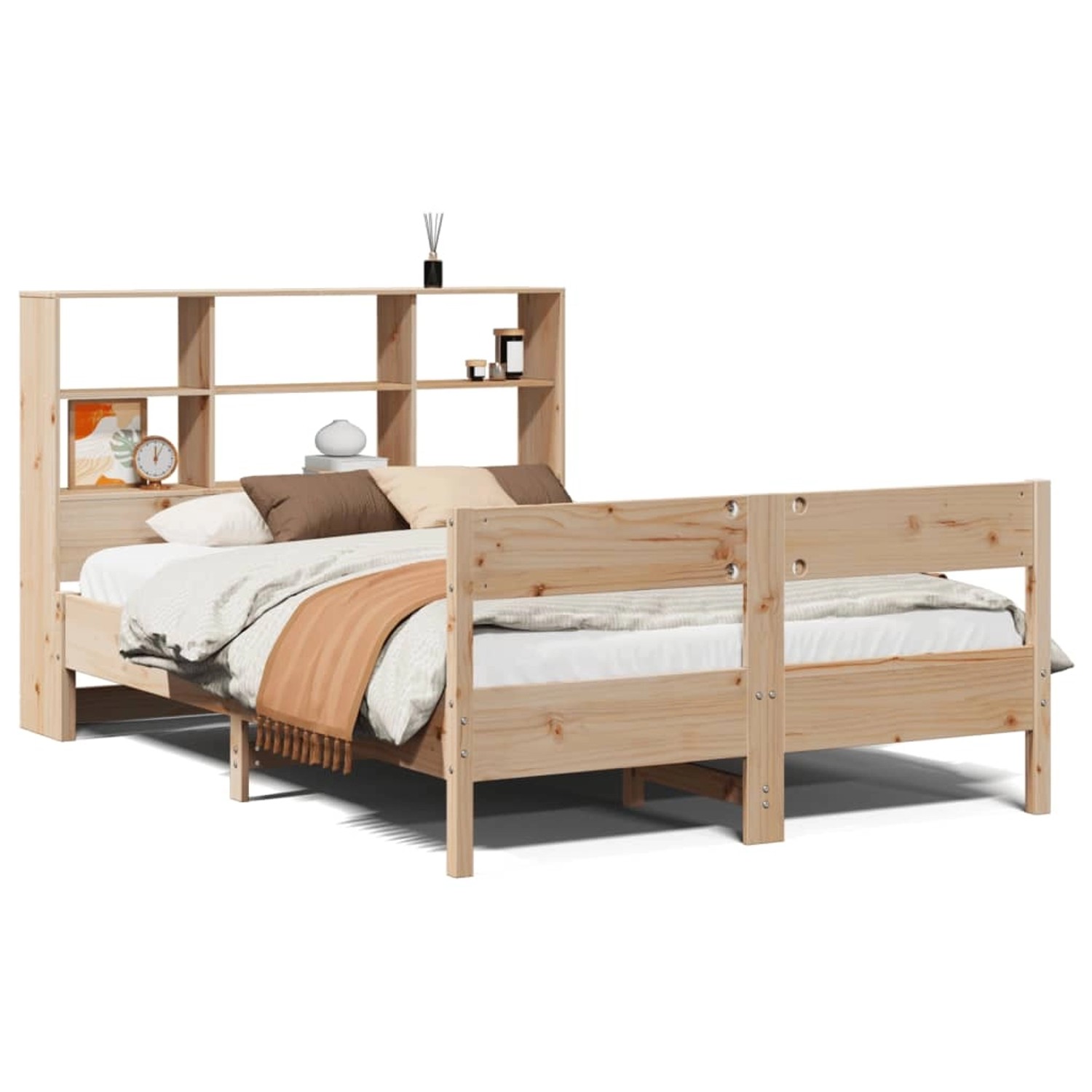 vidaXL Massivholzbett mit Regal ohne Matratze 140x200 cm Kiefer 3322987 günstig online kaufen