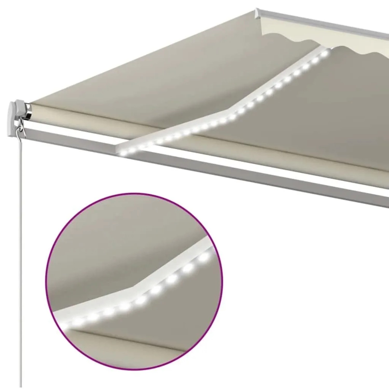 vidaXL Markise Manuell Einziehbar mit LED 600x300 cm Creme 3068962_5