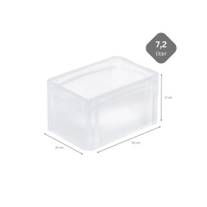 Transparentes 5er Set Eurobehälter BasicLine mit Klickdeckel, 17x20x30 cm, 7,2 Liter Eurobox.