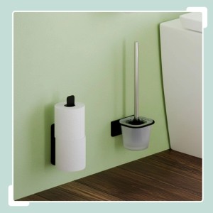 Relaxdays Ersatzrollenhalter Aluminium Schwarz Selbstklebend 22 cm x 3 cm x 6,5 cm 0,13 kg