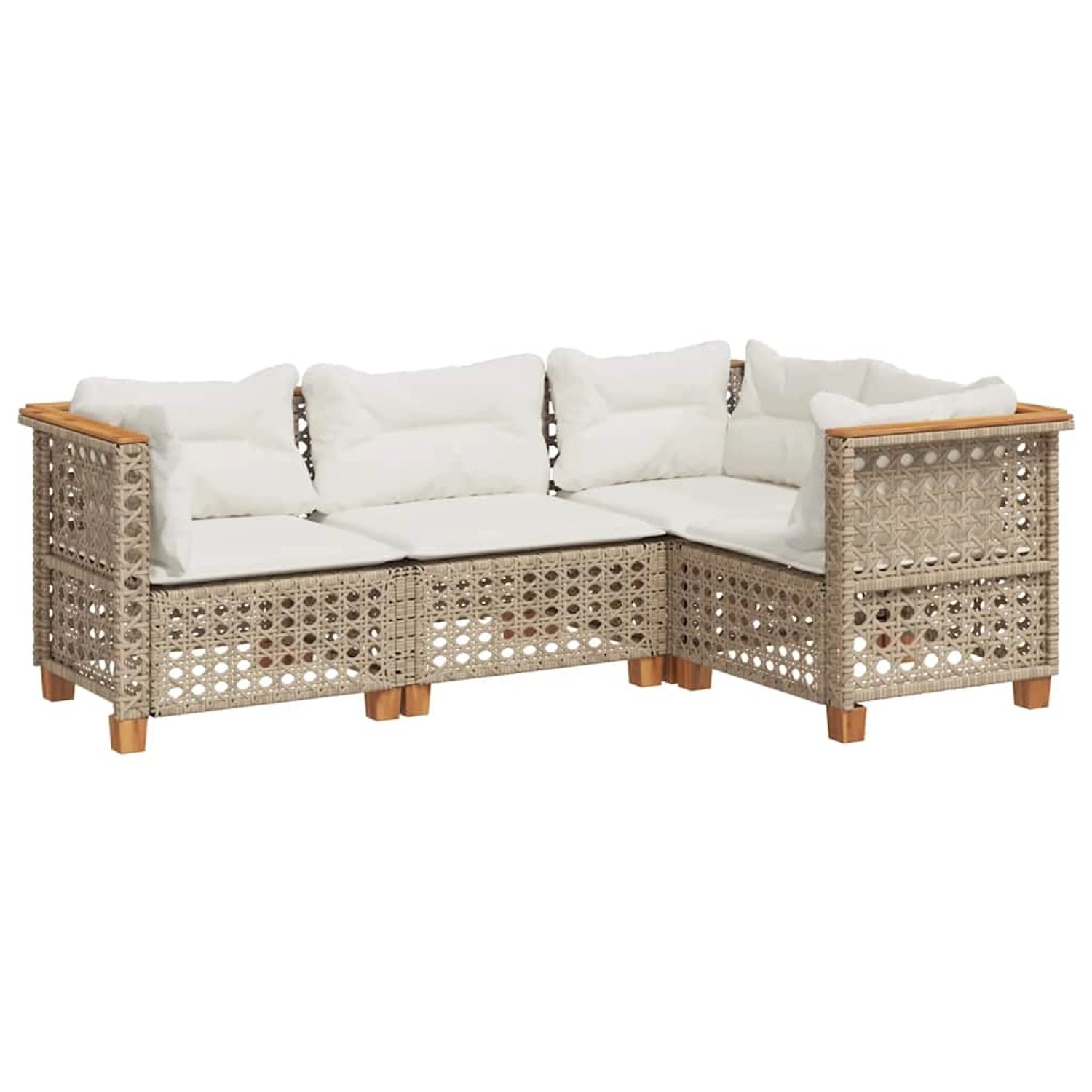 vidaXL 4-Tlg Garten-Sofagarnitur mit Kissen Beige Poly Rattan 3261802 günstig online kaufen