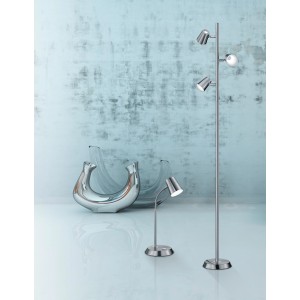 Moderne Trio LED Stehleuchte Narcos in Nickel matt, dimmbar, mit mehreren Leuchten.