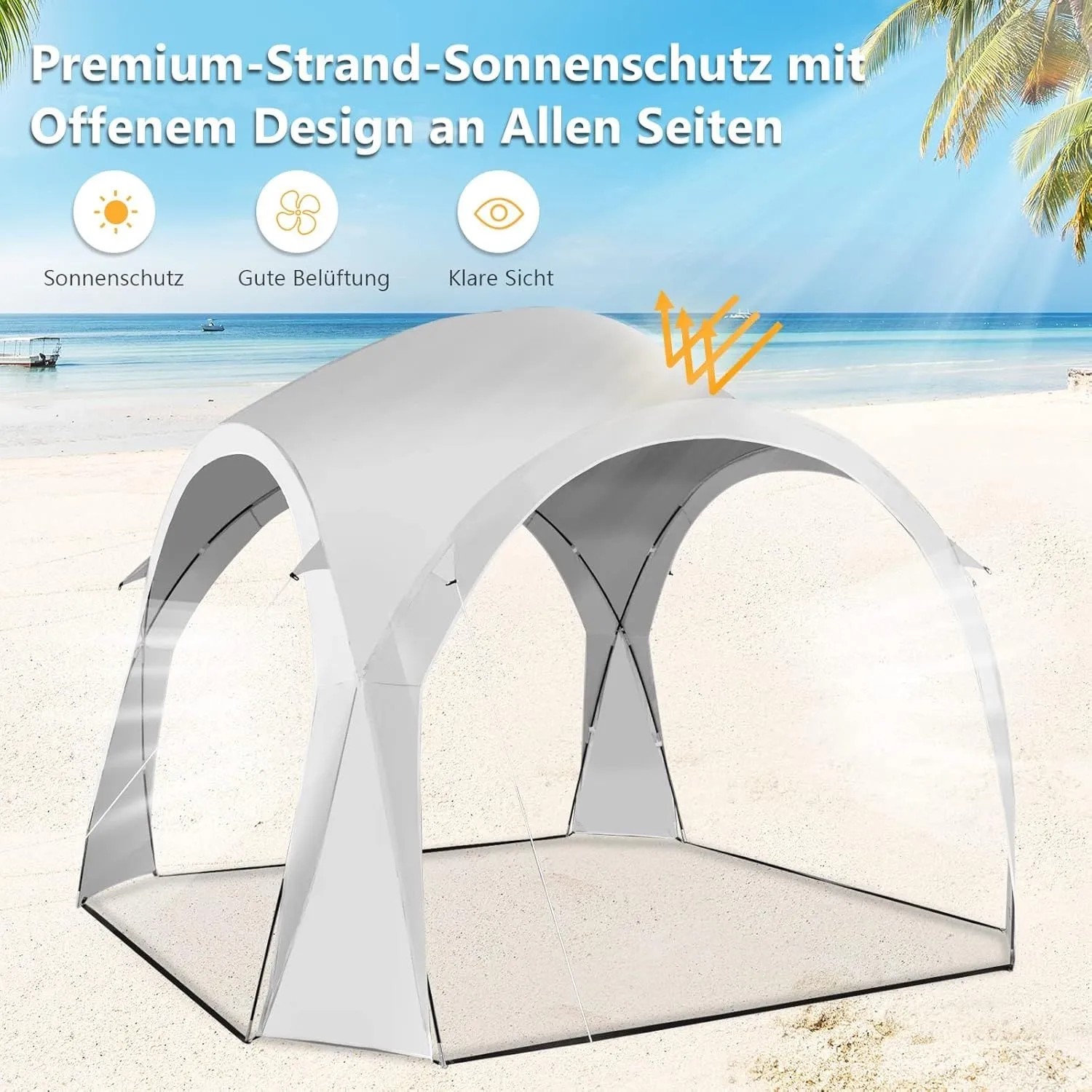 Costway Partyzelt Pavillon Gartenpavillon Strandzelt UPF 50+ Sonnenschutz_5
