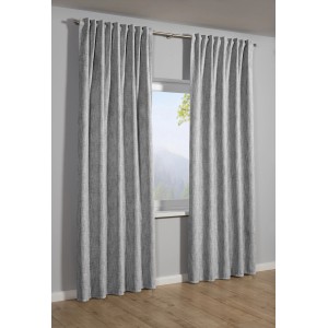 Silbergrauer Sehlbach Fertigschal Blackout Struktur, 130x245cm, verdunkelnd und thermoregulierend.