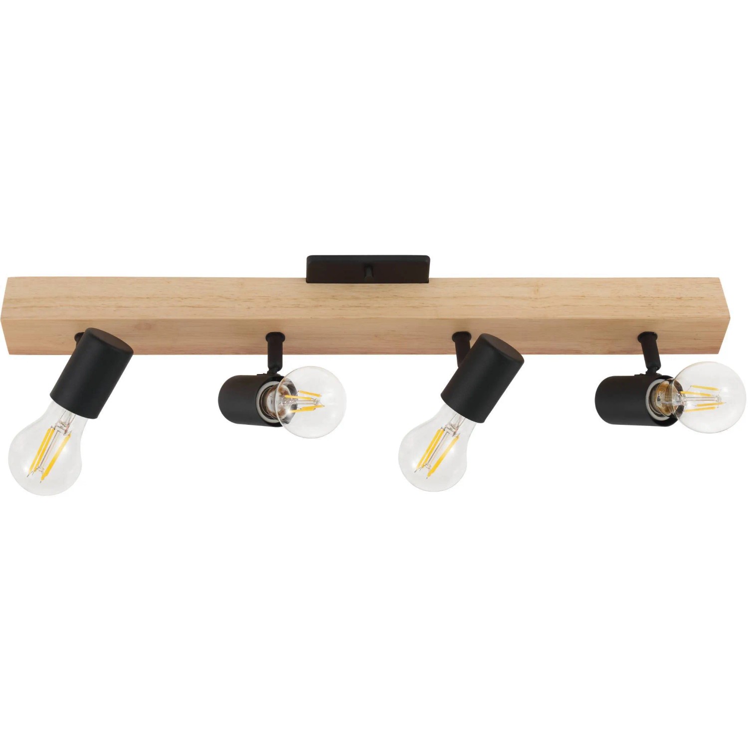 Eglo Townshend 3 Spotleuchte, 4-flammig, schwarz-braun, Holz, mit vier E27 Spots.