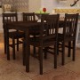 vidaXL Esstisch-Set, braun, Kiefernholz, mit 4 Stühlen. Essgruppe für Küche oder Esszimmer.