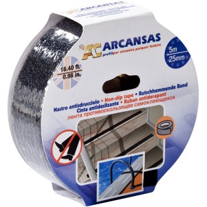 Selbstklebendes, schwarzes Antirutschband, 25 mm x 5 m, für mehr Sicherheit auf glatten Flächen.