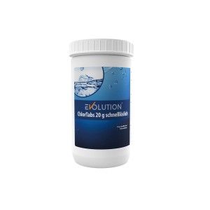 Weiße Dose Evolution ChlorTabs 1 kg, schnelllösliche Tabletten zur Pool Desinfektion.