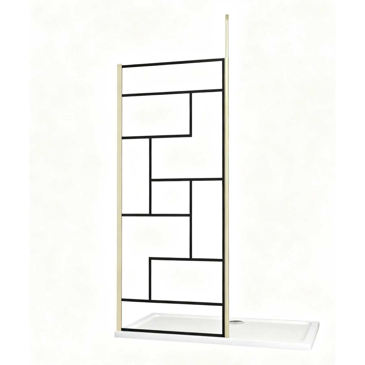 AICA Walk in Duschwand B.140xH.200cm mit Stabilisierungsstange 203-320cm Nano Glas Unregelmäßige Streifen Duschabtrennung