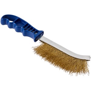 LUX Universal Drahtbürste mit blauem Griff und vermessingten Borsten zum Reinigen und Entrosten.