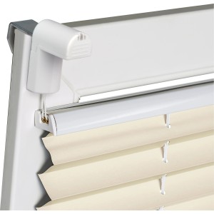 Detailansicht: Beige Plissee Valeria 105x130 cm mit Easyfix-System zur Fensterdekoration.