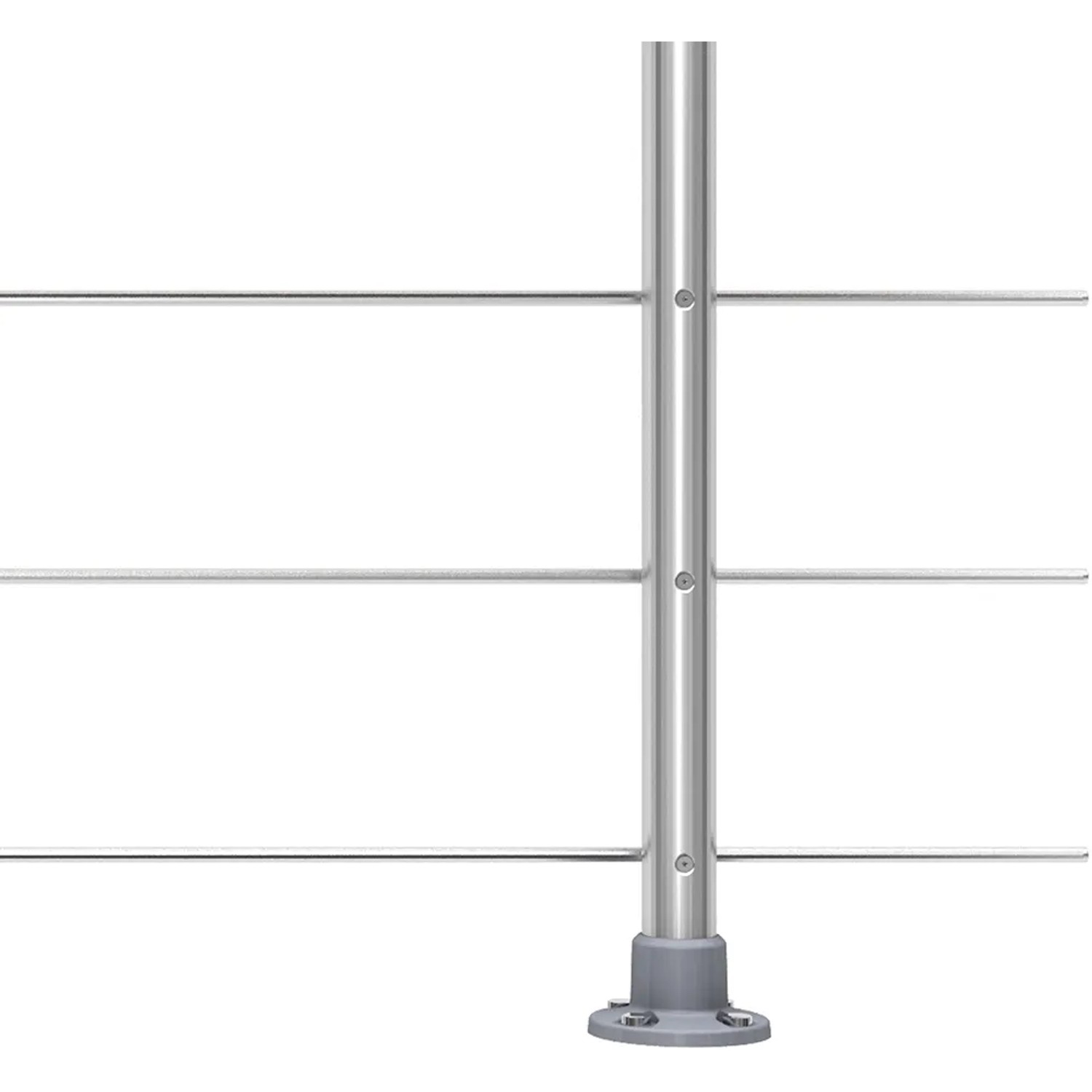 Dolle Geländerset mit Eichehandlauf, Pfosten aus Aluminium und Edelstahlstäben für die Bodenmontage.