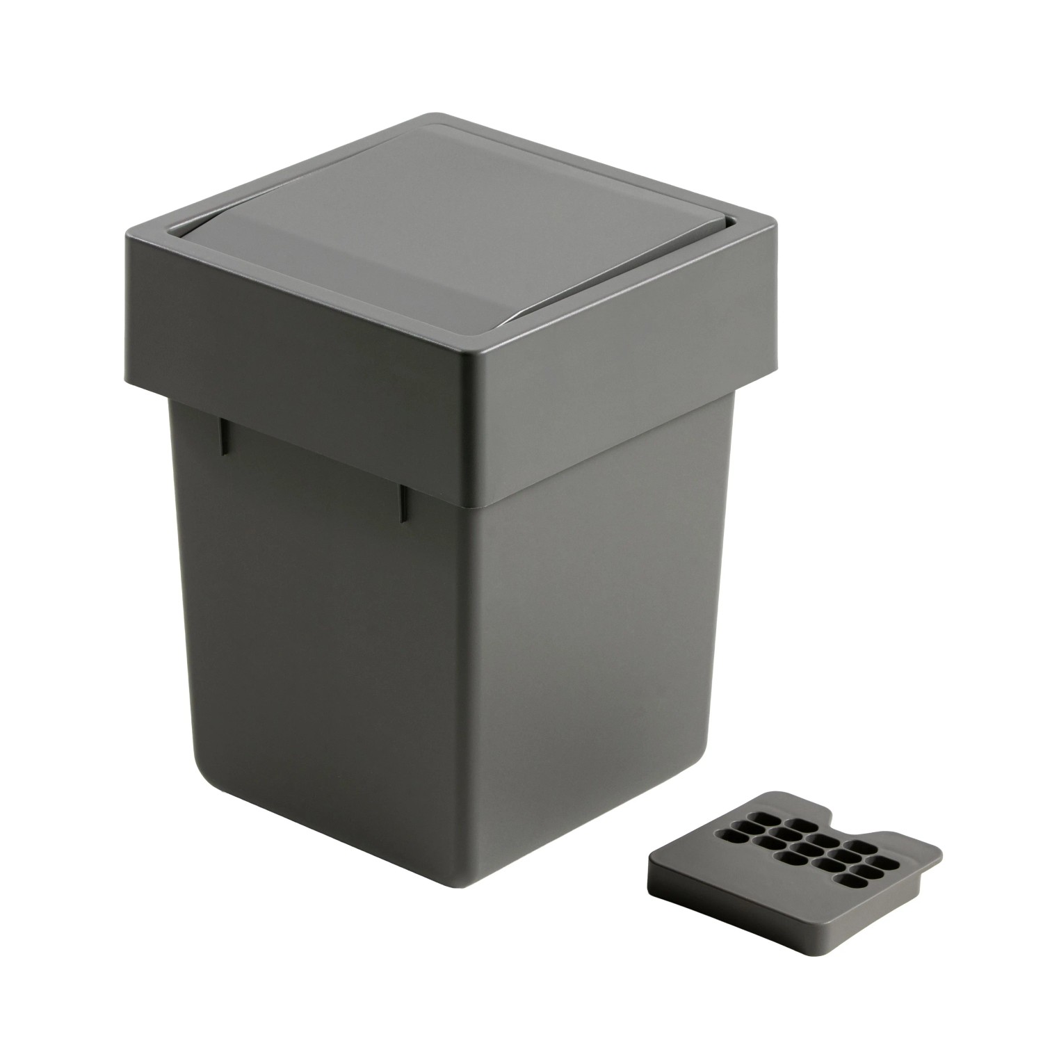 Fackelmann Abfalleimer mit Klappdeckel 5l 17,6cm x 22,9 cm x 17,4 cm Anthrazit
