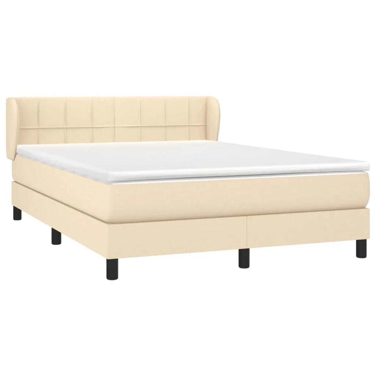 vidaXL Boxspringbett mit Matratze Creme 140x190 cm Stoff 3126242