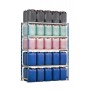 PROREGAL Fachbodenregal Maximus Pro mit 4 Ebenen, beladen mit Kanistern in verschiedenen Farben.