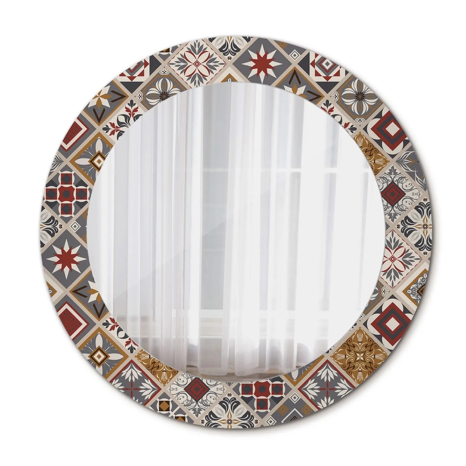 Tulup Bedruckte Spiegel Türkisches Muster 60x60 cm Runder Spiegel mit Dekor günstig online kaufen