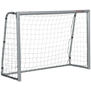 Graues SPORTNOW Fußballtor aus Stahl mit schwarzem Netz, 240x160 cm, für Sport & Training.