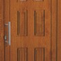Kunststoff-Haustür K001 Golden Oak, 110x210 cm, Anschlag links, mit Glaseinsatz und Edelstahlgriff.